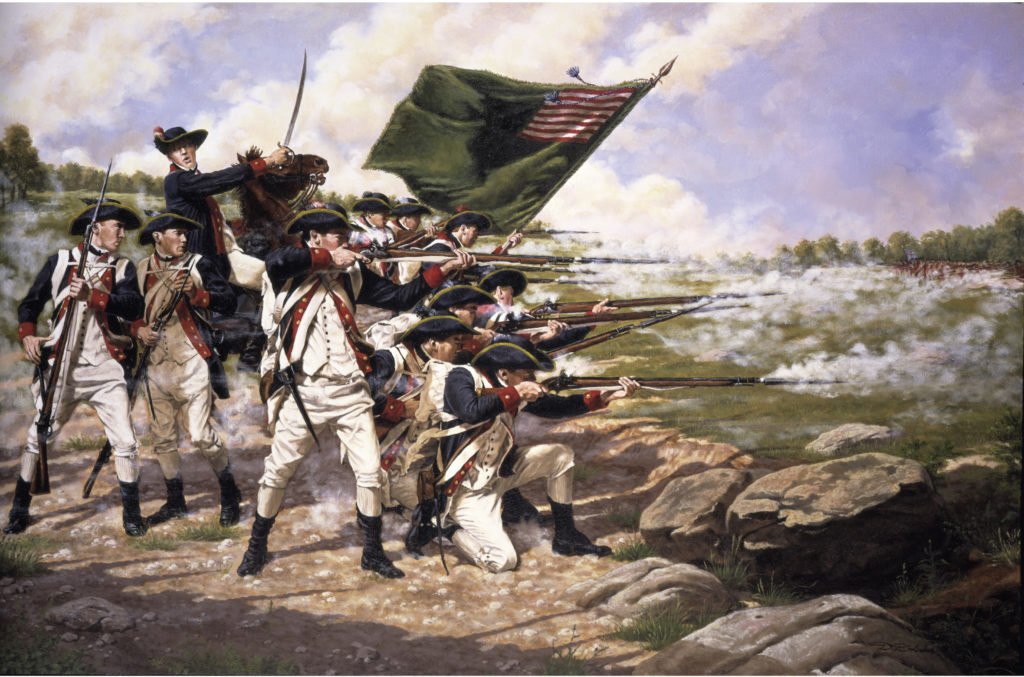 Imagem da Batalha de Long Island, durante a guerra de independência dos Estados Unidos. Ellen White profetizou que de novo a Inglaterra declararia guerra aos Estados Unidos