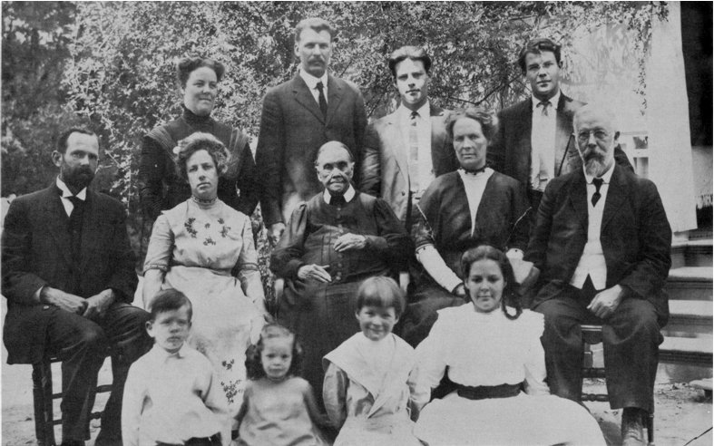 Imagem de Ellen White com a família em 1913 (Postagem: O sumiço do colar da Ella White)