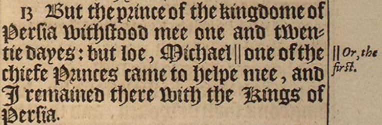 Imagem de Daniel 10.13 na tradução de King James.